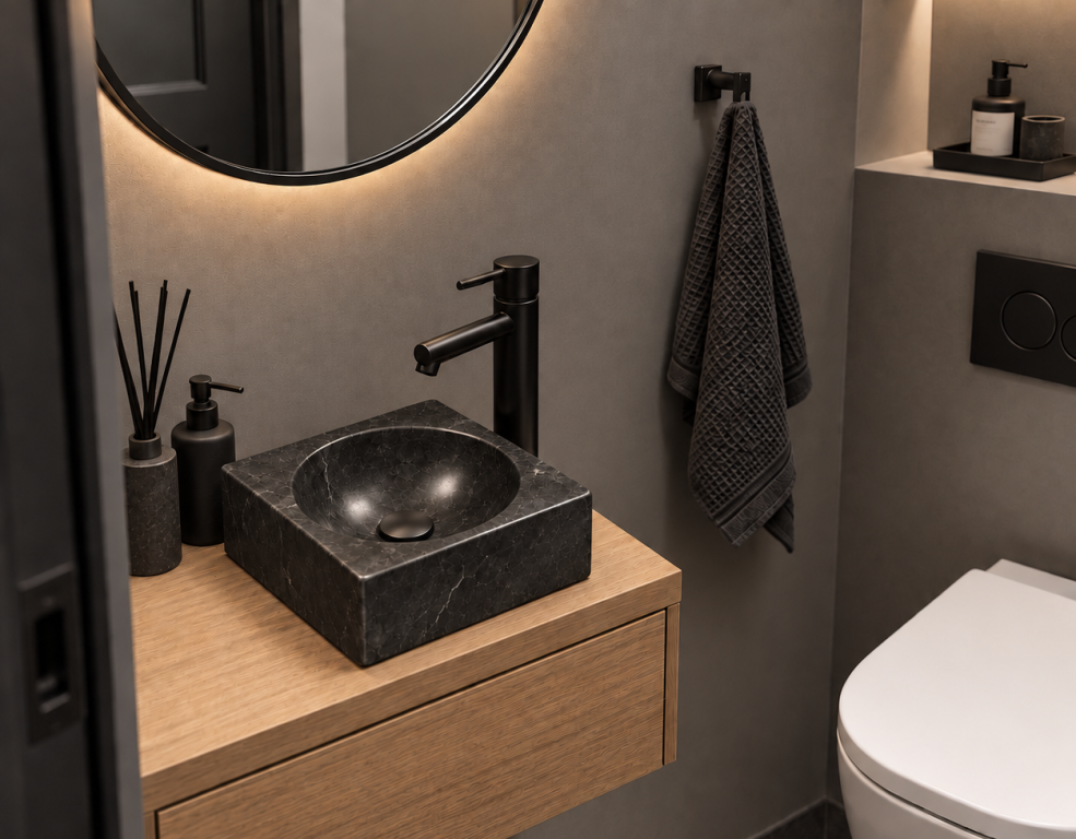 Kamenné umyvadlo Handwash, černé - Obrázek 2
