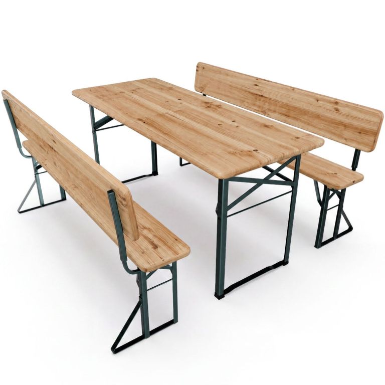 Pivní zahradní set s opěrkami, skládací, 8 míst, 170 cm