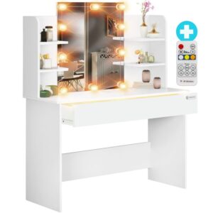 Kosmetický stolek s LED zrcadlem a šuplíkem, 140x110x40cm